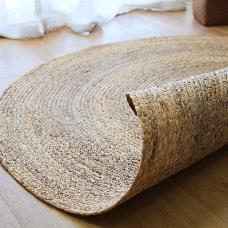 Indian Jute Round Artisan Rug. Natural Jute and Herb Dye Rug. Etsy