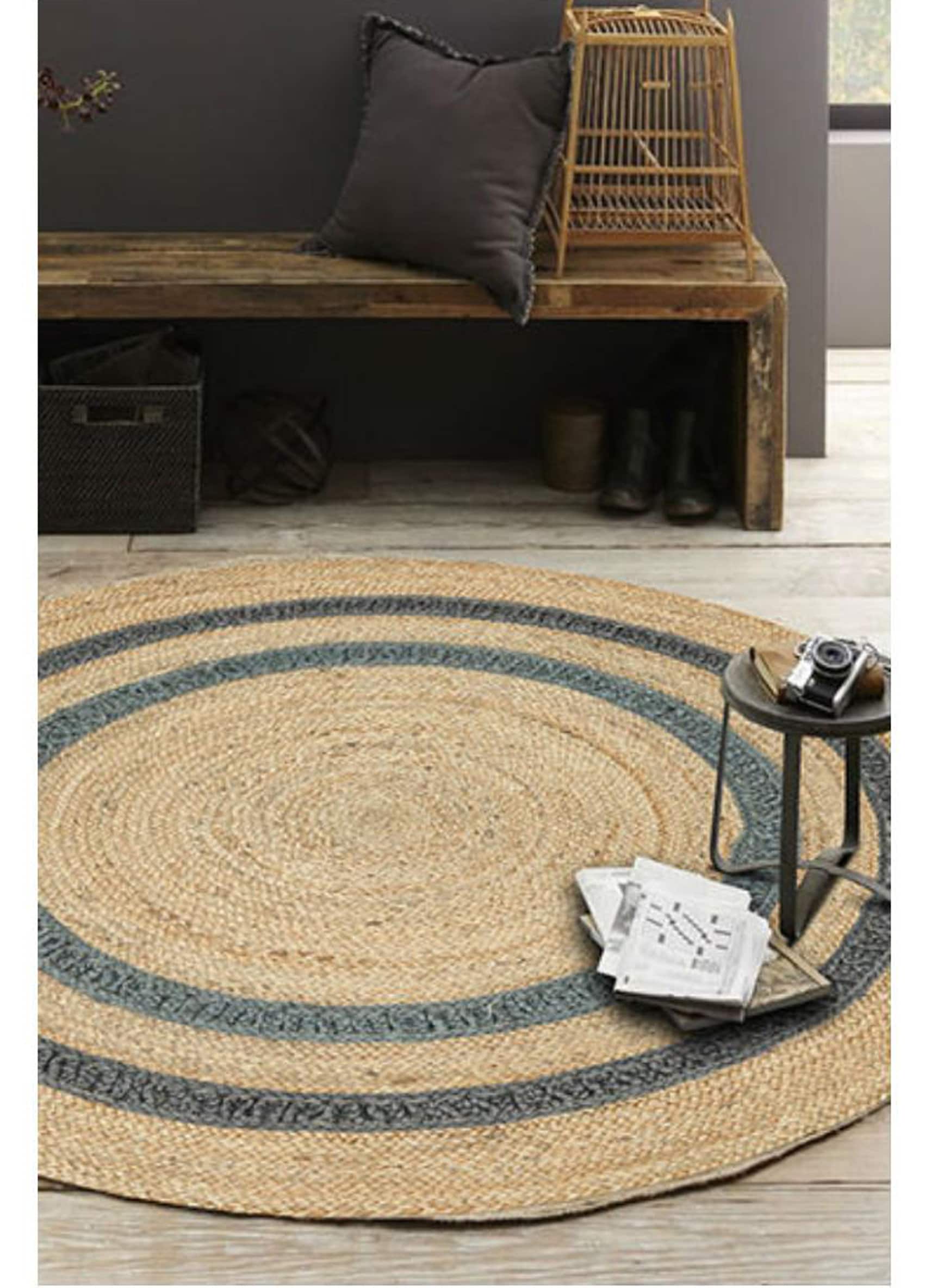 8x8 Ft. Round Table Rug in Palm/Hemp rug/Rug/Area Rugs/Floor Etsy