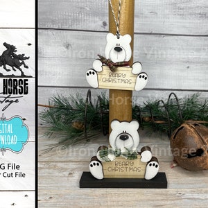 Decorazione natalizia, orso polare, da scaffale, etichetta regalo, segnaposto per le feste, etichetta con nome, pronta per il laser, file SVG, download digitale
