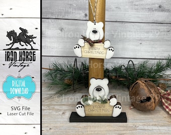 Polar Bear Christmas Ornament/Gift Tag: Holiday Shelf Sitter (Digital Download)