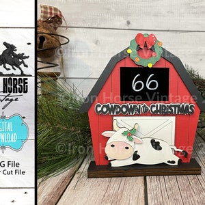Cow - Calendar - Countdown - Christmas - Farmhouse - Barn - Home Decor - NOT a Physical Object