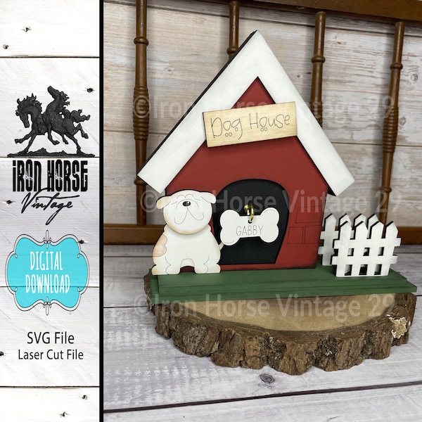 Family Dog House with Interchangeable Names, Shelf Sitter, Farmhouse Style, Home Decor, Tabletop Sign, SVG File, NOT a Physical Item