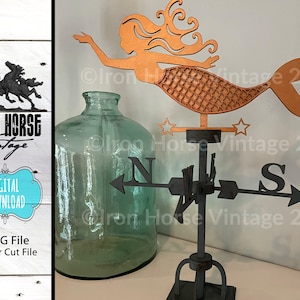 Mermaid – Weathervane - Vintage - Coastal - Nautical  - Ocean - Ship - SVG - Digital Download – Unlimited License