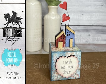 Scrap Buster Tiny House with Hearts, Housewarming Gift, Friendship Gift, Shelf Sitter, SVG File, NOT a Physical Item