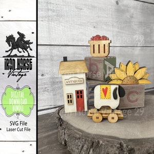 Mini gardiennes d'étagères primitives, Scrap Buster, tournesol SVG, SVG primitif mouton, lot de style ferme, décoration d'intérieur, PAS un article physique
