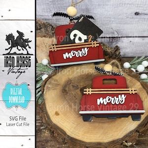 Vintage Style Truck Gift Card Holder and Christmas Ornament, Holiday Farmhouse Style, Gift Tags, Home Decor, SVG Files, Digital Download