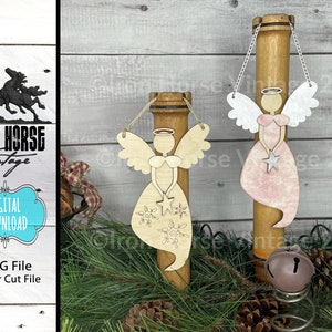 Hanging Angel Christmas Ornament, Farmhouse Style, Laser Ready SVG, Digital Download