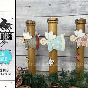 Ornement de Noël ange volant, décoration de Noël, décoration de Noël, style campagnard, fichier SVG prêt pour le laser, téléchargement numérique