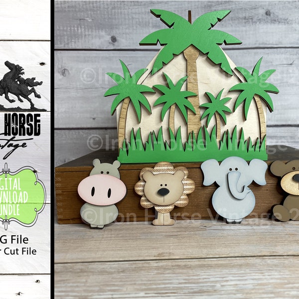 Magnets, Cute Jungle Animals, Scrap Buster, SVG file, Laser Ready, Digital Download, NOT a Physical Item