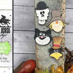 Fall Theme Magnet Collection, Black Cat, Cute Crow, Scarecrow, Skeleton, Farmhouse Style, Home Decor, Laser Ready SVG File, Digital Download