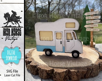 Mini Camping Collectie, Verwisselbare Mini Trucks en Trailers, Mini Camper, Shelf Sitters, Rustieke Boerderijstijl, GEEN fysiek item