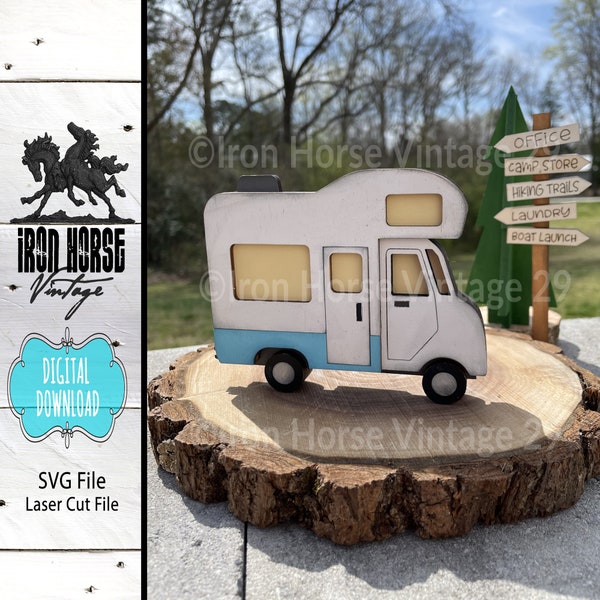 Mini Camping Collection, Interchangeable Mini Trucks and Trailers, Mini Camper, Shelf Sitters, Rustic Farmhouse Style, NOT a Physical Item