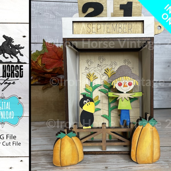 Fall - Scarecrow - Cornfield - Shadowbox Calendar - Insert - SVG - NOT a Physical Item