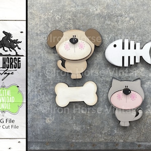 Magnets, Cute Pet Magnets, Cute Dog, Cute Cat, Pawty Animals, Farmhouse Style, Scrap Buster, Laser Ready, SVG Files, Digital Download