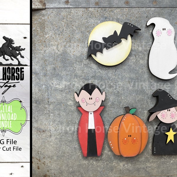 Magnets, Halloween Magnet, Cute Halloween Characters,  Scrap Buster, Laser Ready, SVG Files, Digital Download