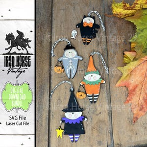 Mini Halloween Ornaments, Holiday Farmhouse Style, Scrap Buster, Halloween Gift Tags, Home Decor, Laser Ready SVG Files, Digital Download