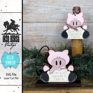 Christmas Ornament, Cute Pig, Shelf Sitter, Gift Tag, Holiday Place Setting, Name Tag, Farmhouse Style, Home Decor, Digital Download