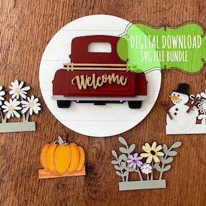 Interchangeable – Welcome – Four Season Vintage Truck –Shiplap Sign – SVG file – Digital Download – Unlimited License