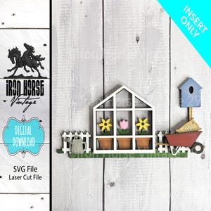 Porta-chaves ou guia intercambiável (inserir apenas), estufa, flores da primavera, decoração de casa estilo fazenda, casas minúsculas, NÃO é um item físico
