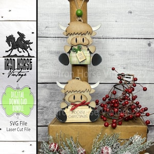 Highland Cow Christmas Ornament Bundle, Holiday Gift Tags, Holiday Farmhouse Style, Home Decor, SVG Files, Digital Download