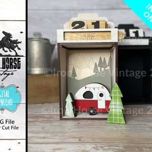 Shadowbox Calendar - Camping - RV - Insert - Interchangeable - Home Decor -SVG - NOT a Physical Item