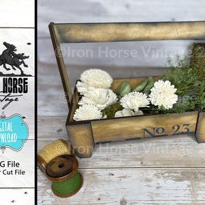 Vintage Tray Caddy - Farmhouse - Basket - Home Decor - Primitive - SVG - NOT a Physical Item