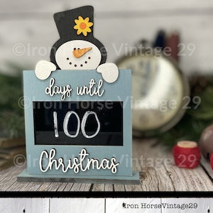 Snowman Christmas Countdown Calendar, Farmhouse Style, Tabletop Sign, Christmas Home Decor, Laser Ready SVG File, Digital Download