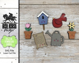 Cute Garden Magnet Collection, In the Potting Shed, Scrap Buster, Laser Ready SVG, Digital Download