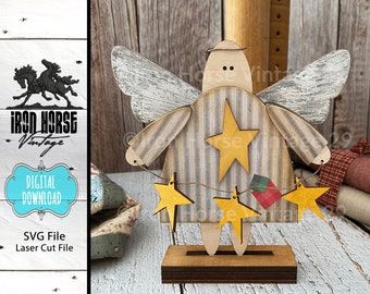 Shelf Sitter - Angel - Stars - Primitive - Home Decor - SVG - Digital File - NOT a Physical Object