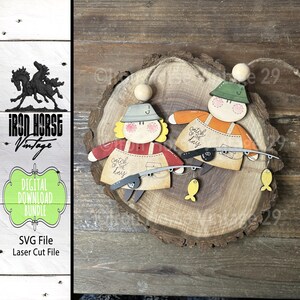 Chubby Fisherman Christmas Ornaments, Holiday Farmhouse Style, Fishing Gift Tags, Home Decor, SVG Files, Digital Download