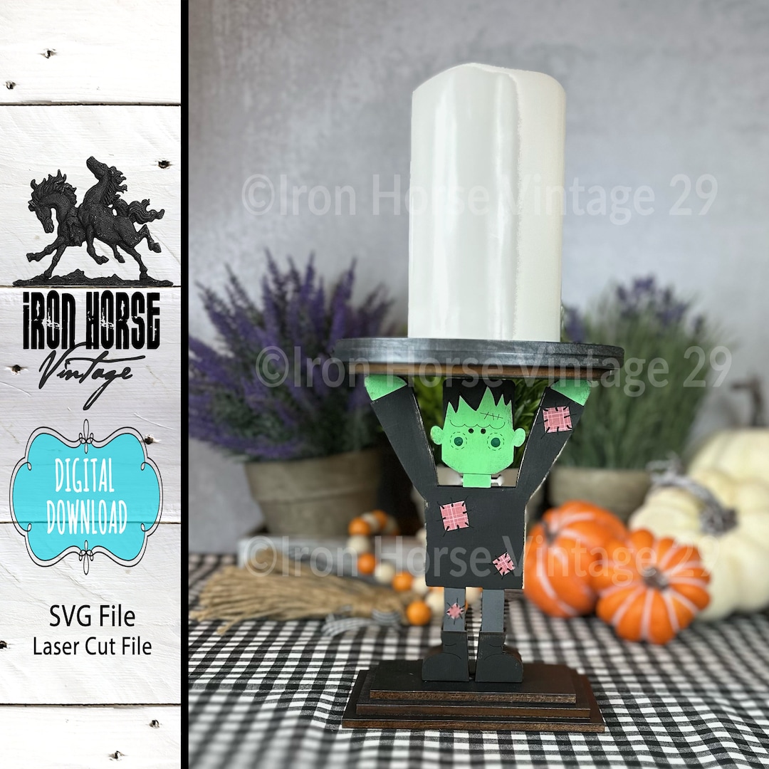 Frankenstein Candle Holder Cute Halloween Monster Halloween Etsy