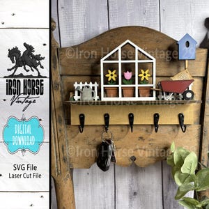 Interchangeable Key or Leash Holder, Greenhouse, Spring Flowers, Farmhouse Style Home Decor, Tiny Houses, NOT a Physical Item