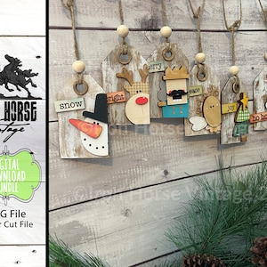 Christmas Gift Tags, Christmas Ornament, Holiday Home Decor - Reindeer, Snowman, Angel, Nutcracker, Farmhouse Style, Laser Ready, SVG File
