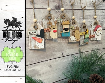 Christmas Gift Tags, Christmas Ornament, Holiday Home Decor - Reindeer, Snowman, Angel, Nutcracker, Farmhouse Style, Laser Ready, SVG File