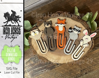 Woodland Animal Bookmark, Forest Animal Paper Clip, Scrap Buster, Farmhouse Style, Laser Ready SVG, Digital Download