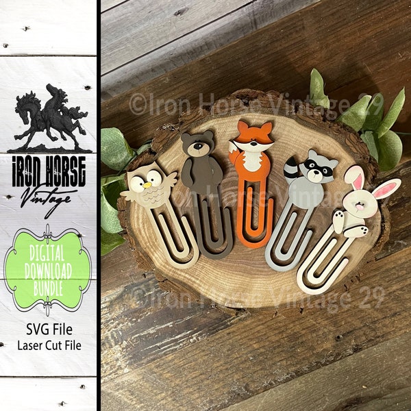 Woodland Animal Bookmark, Forest Animal Paper Clip, Scrap Buster, Farmhouse Style, Laser Ready SVG, Digital Download