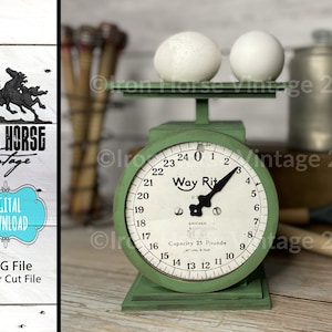 Casa de campo - Báscula de mostrador - Imitación vintage - Decoración del hogar - Primitiva - Nostálgica - SVG - NO es un artículo físico