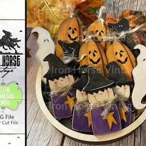 Halloween Pins, Hexe, Geist, schwarze Katze, Kürbis, Scrap Buster, Halloween Bundle, Laser bereit, SVG-Datei, digitaler Download