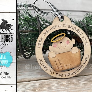 Nativity Baby Christmas Ornament, Holiday Decorations, Gift Tag, Farmhouse Style, Home Decor, Laser Ready SVG File, Digital Download