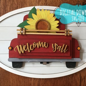 Interchangeable - Welcome - Vintage Truck Seasonal Sign – Shiplap - SVG file – Digital File – Unlimited License