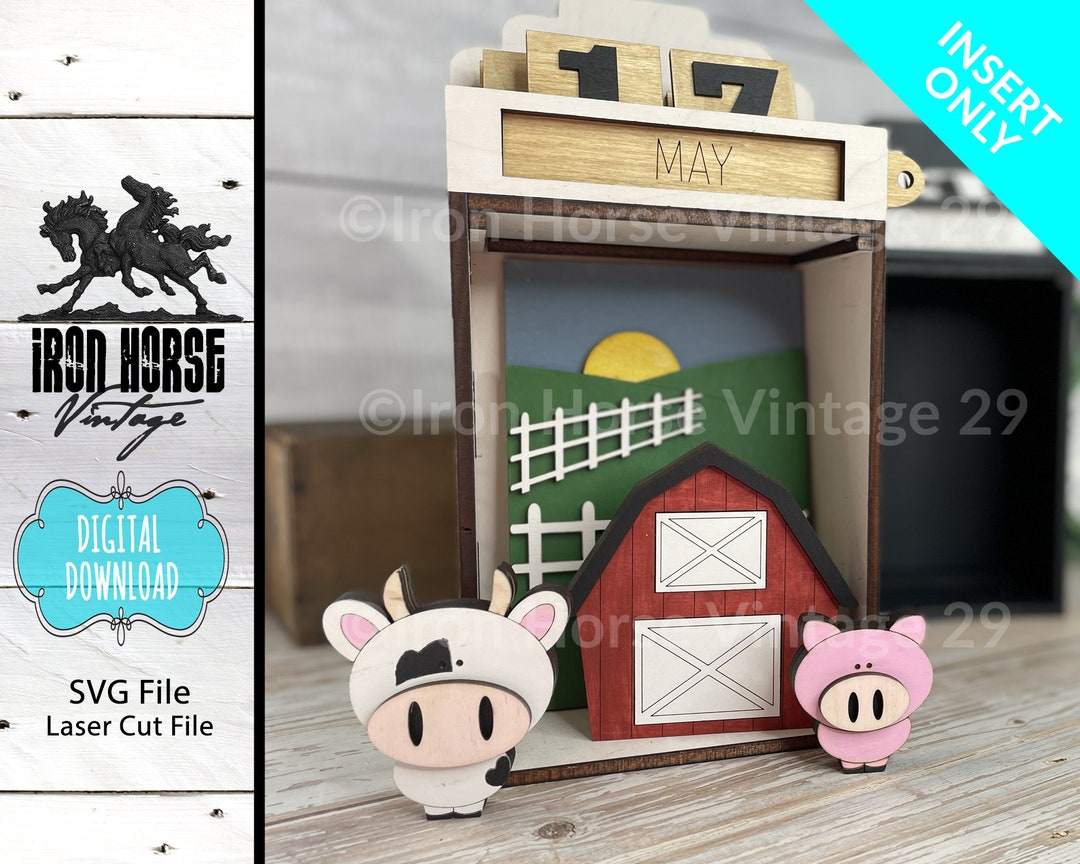 Shadowbox Insert Interchangeable Calendar Farm Barn Etsy