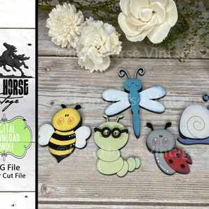 Cute Bug Magnets, Dragonfly SVG, Scrap Buster, Cute Bee,  Home Decor, SVG Files, Laser Ready, Digital Download