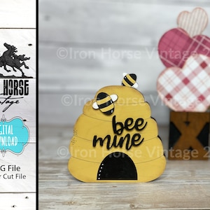 Bee Mine Valentine-plankoppas, cadeaukaarthouder, boerderijstijl, laserklaar SVG, digitale download
