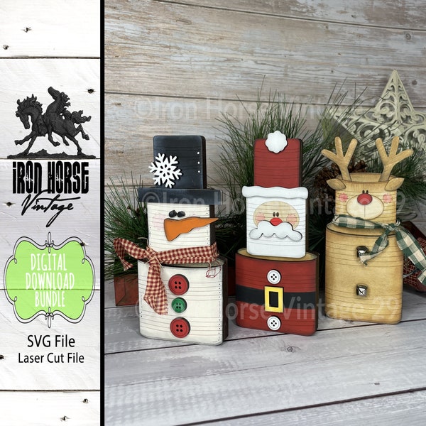 Rustic Faux Tin Cans, Santa Can, Reindeer Can, Snow Can, Christmas Decoration, Shelf Sitter, Farmhouse Style, Home Decor, SVG File Bundle