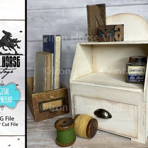 Small Vintage Style Cabinet - Drawer - Farmhouse - Home Decor - SVG - NOT a Physical Item