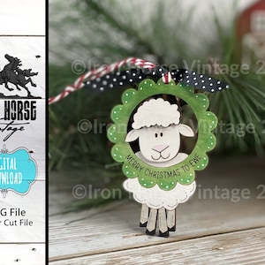 Oveja - Navidad - Festividad - Adorno - Granja - Campestre - Etiquetas de regalo - Corona - SVG - Descarga digital - NO es un artículo físico