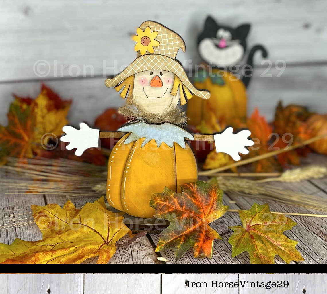 Scarecrow Pumpkin Shelf Sitter: Vintage Style Halloween Decor (digital ...