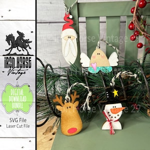Mini Farmhouse Style Christmas Ornaments, Scrap Buster, Holiday Decor Bundle, Gift Tags, SVG File, NOT a Physical Item