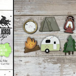 Camping Themed Magnets, Scrap Buster, Laser Ready SVG, Digital Download