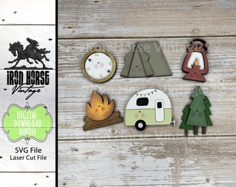 Camping Themed Magnets, Scrap Buster, Laser Ready SVG, Digital Download